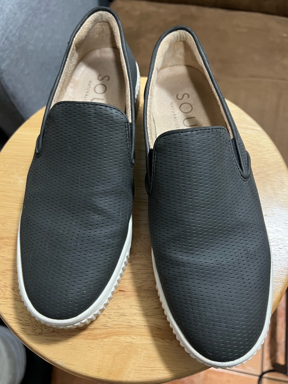 SOUL Naturalizer Women's Tia Platform Slip On Sneakers Black n white soft sz 7.5